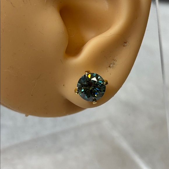 Jewelry - S925 4 CTW CERTIFIED 8.0mm Cyan Blue Moissanite Diamond Sterling Silver Earrings